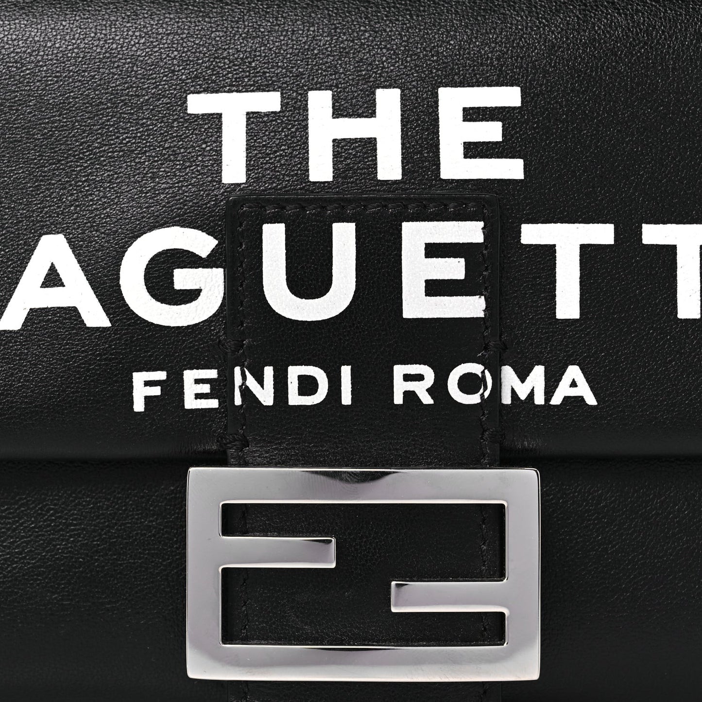 FENDI X MARC JACOBS Nappa Logo Medium Baguette Black