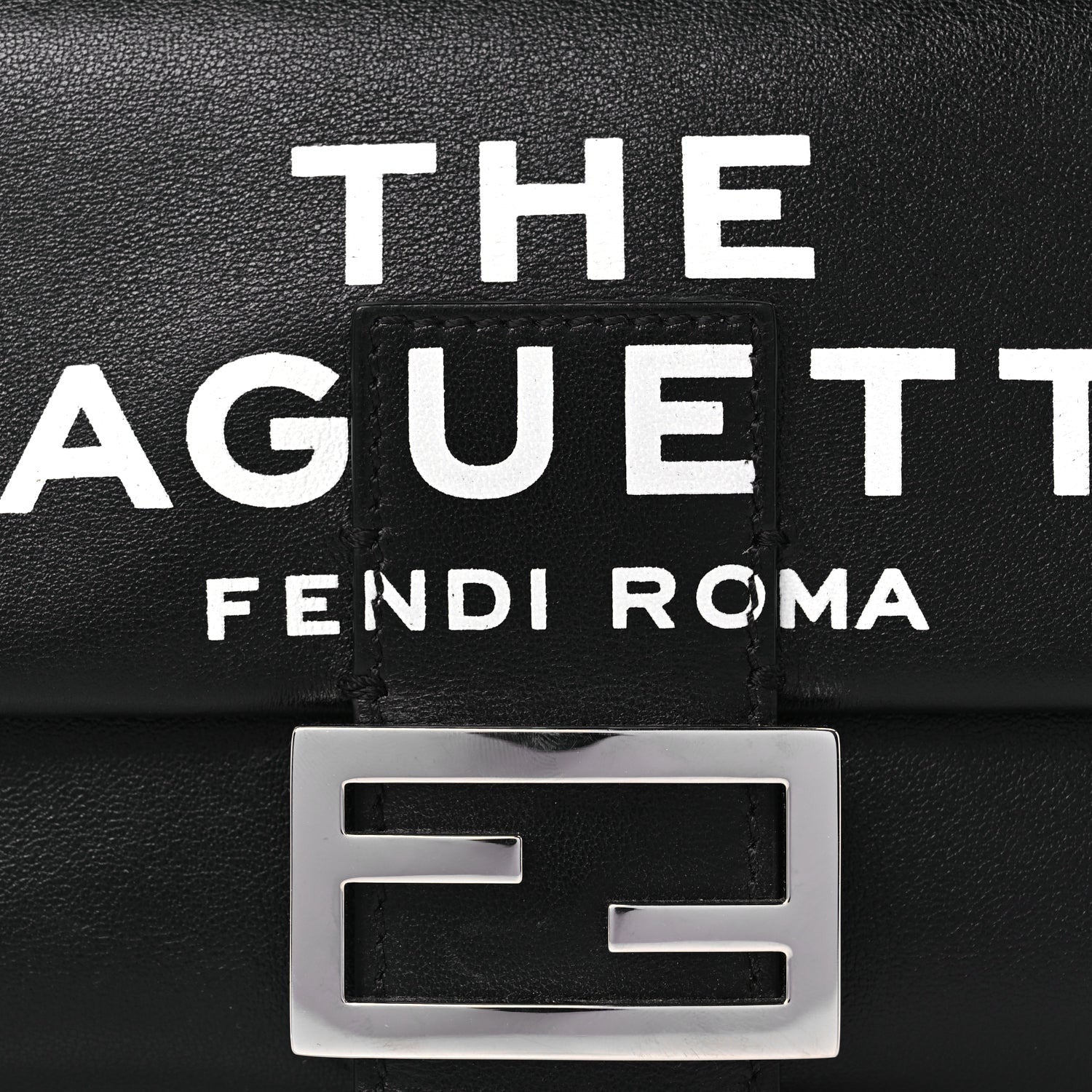 Fendi FENDI X MARC JACOBS Nappa Logo Medium Baguette Black 6 of 8
