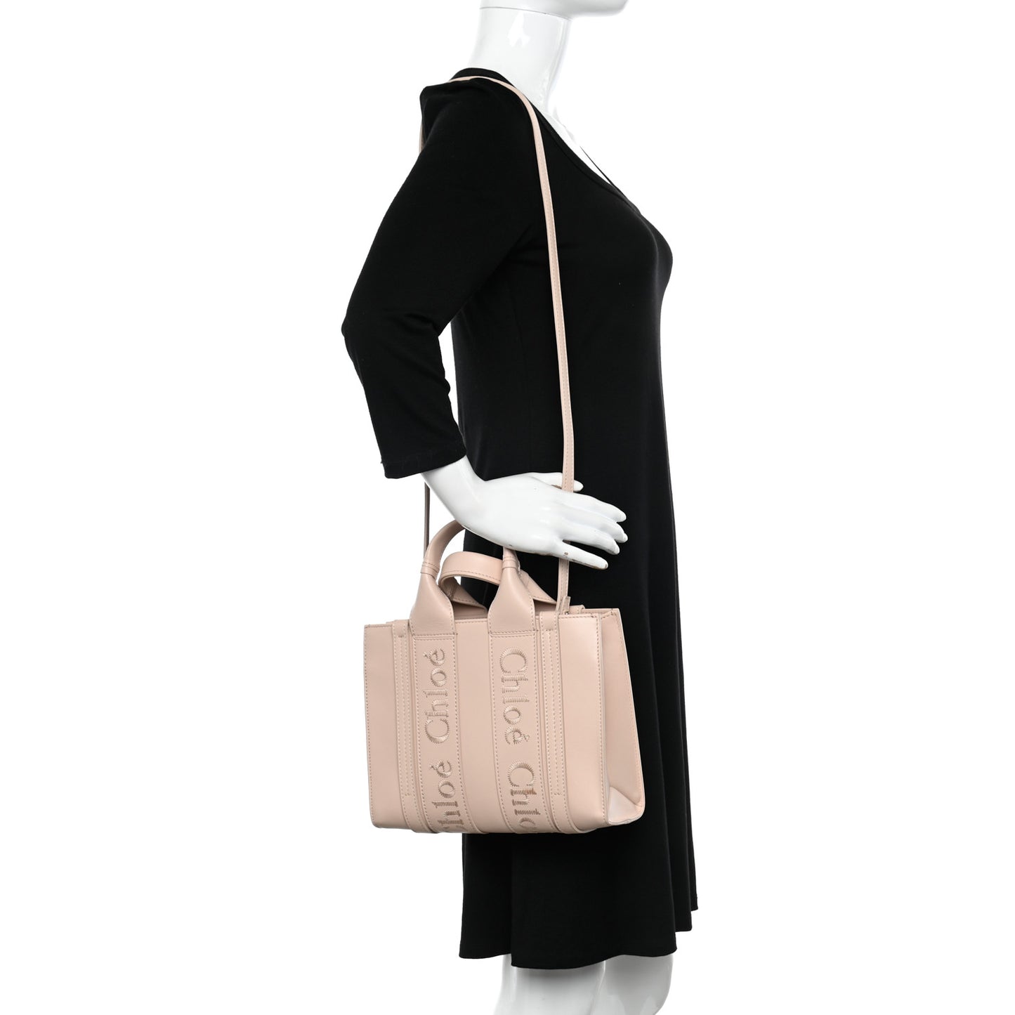 Calfskin Small Woody Tote Cement Pink