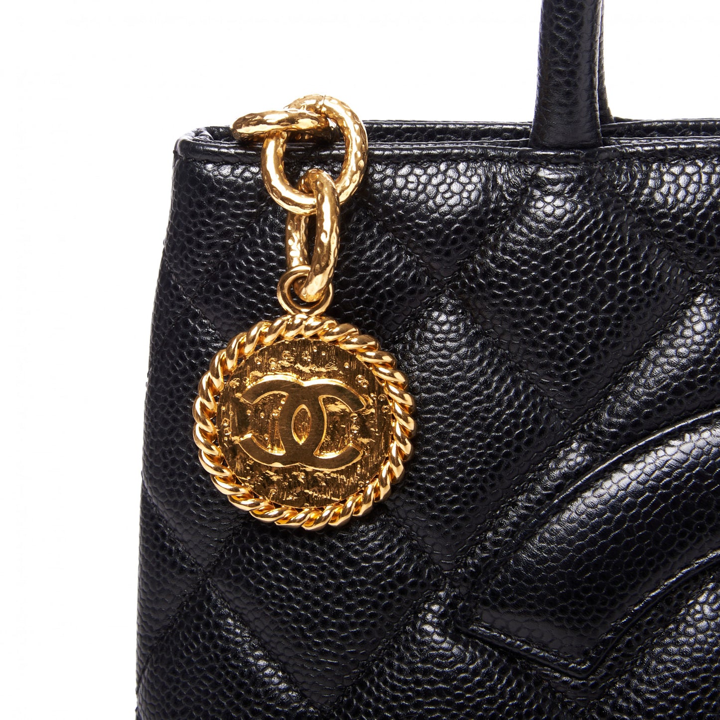 Caviar Quilted Medallion Tote Black