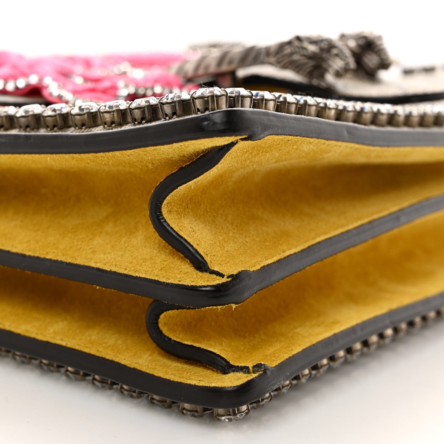 Gucci GG Supreme Monogram Crystal Bow Embroidered Medium Dionysus Shoulder Bag Yellow 9 of 10
