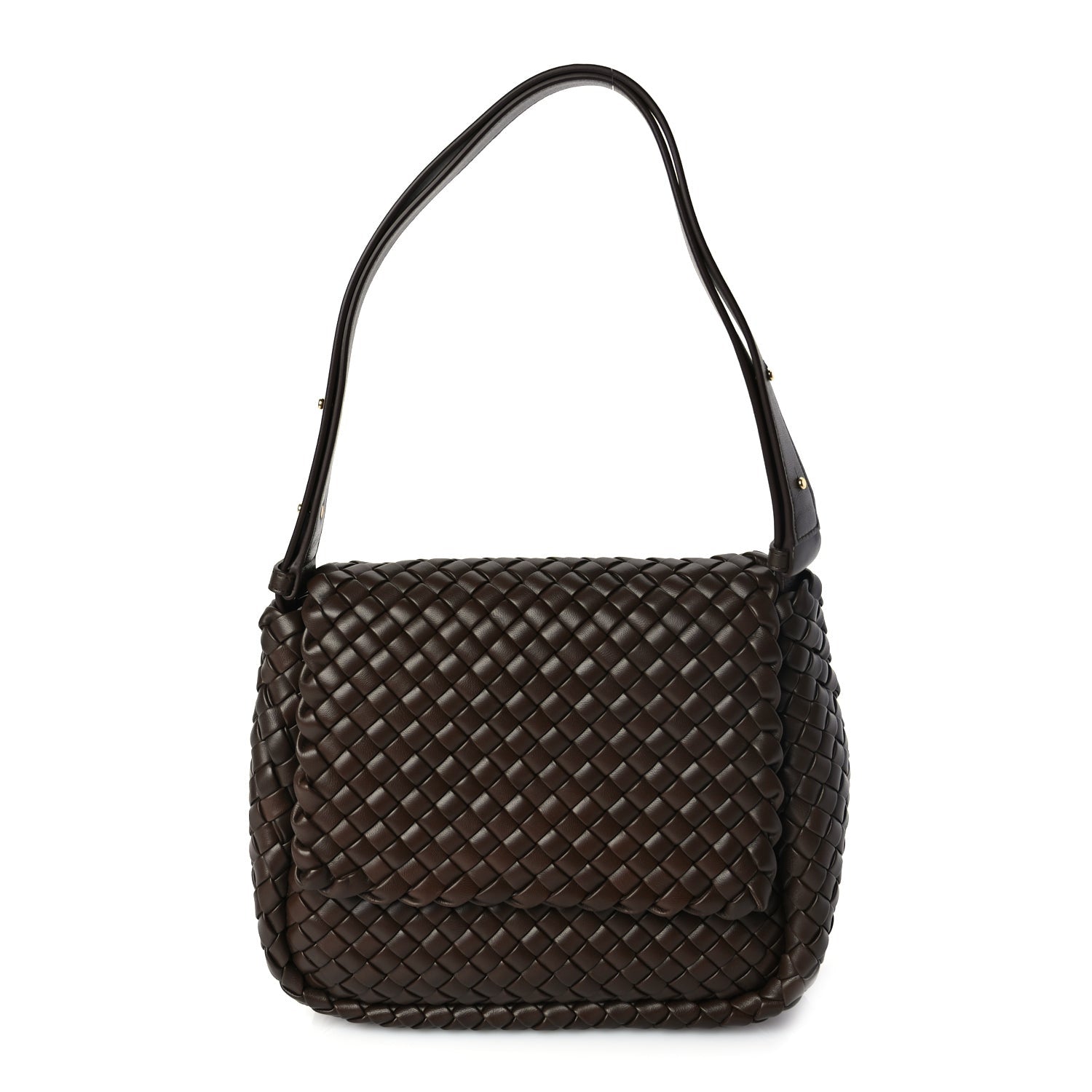 Bottega Veneta Nappa Intreccicio Padded Small Cobble Shoulder Bag Light Brown 1 of 8