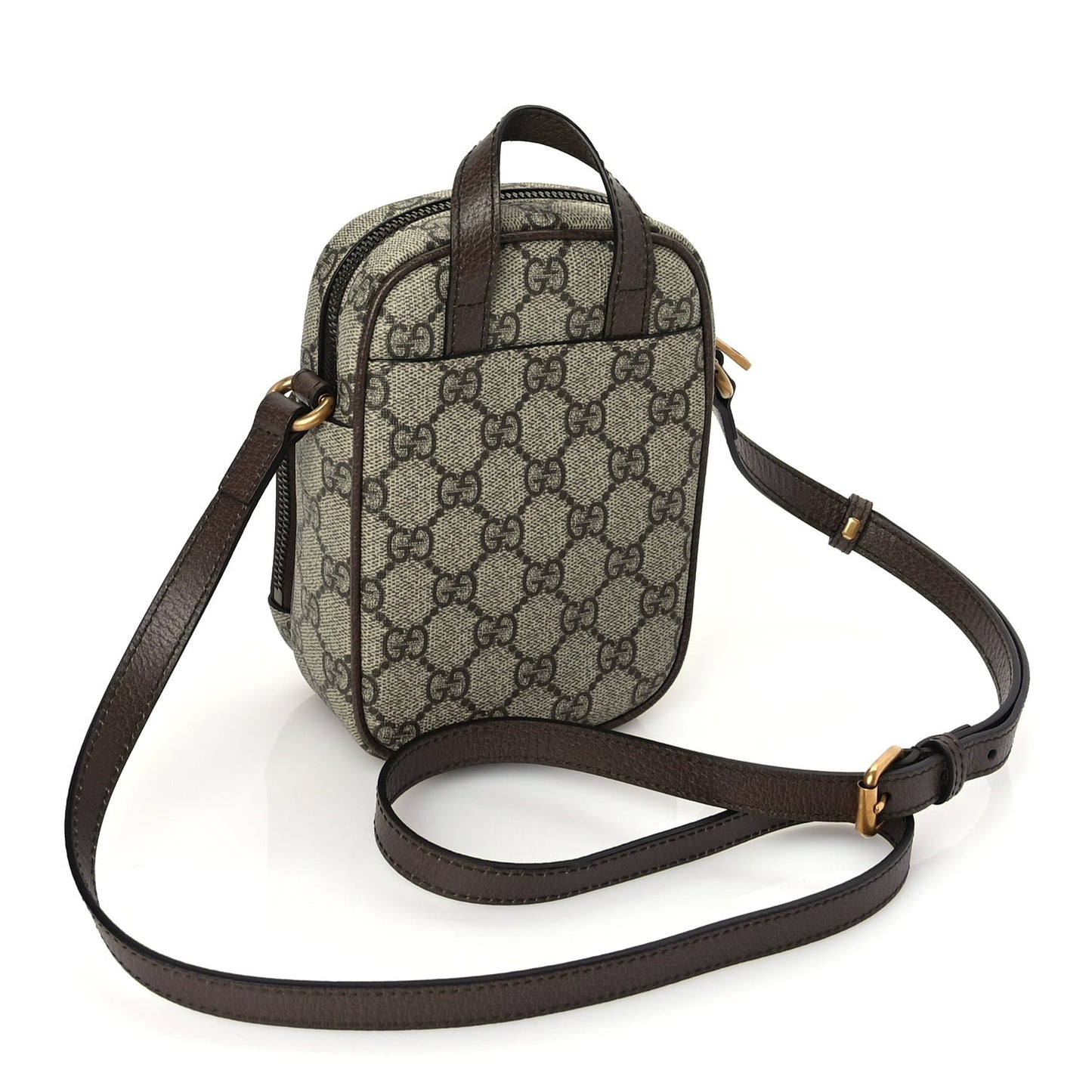 GG Supreme Monogram Web Mini Ophidia Double Zip Messenger Bag Beige New Acero