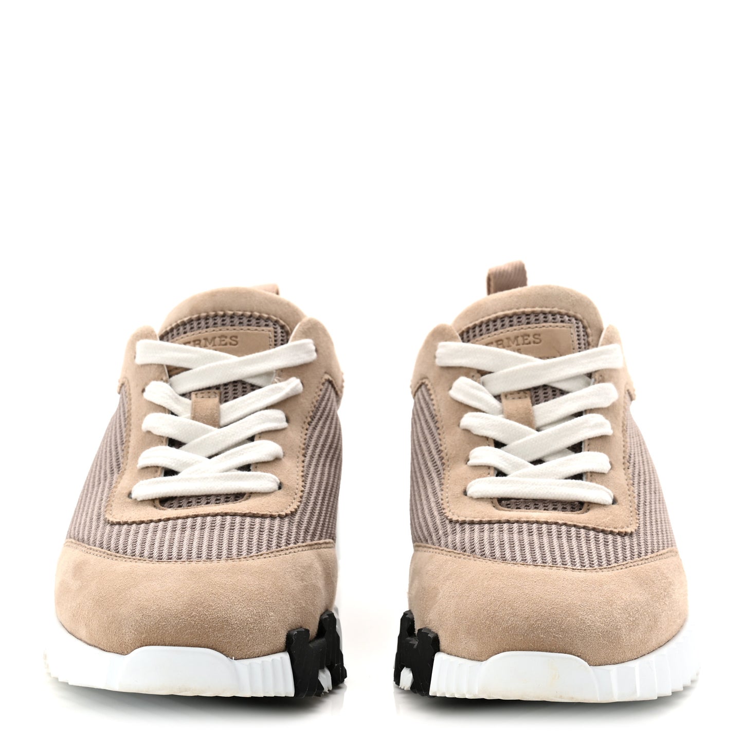 Textured Mesh Suede Goatskin Bouncing Sneakers 37.5 Beige Camel