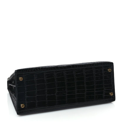 Hermes Shiny Alligator Kelly Sellier 28 Black 3 of 10
