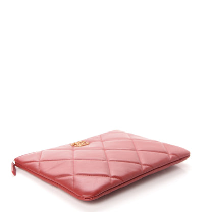 Chanel Goatskin Quilted Large 19 Cosmetic Case Red 4 of 8