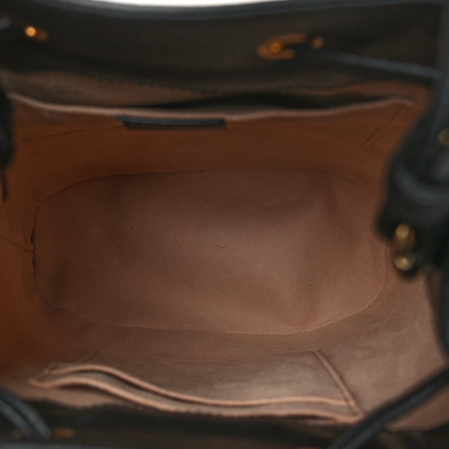 Glazed Textured Calfskin Web Small Ophidia Bucket Bag Black