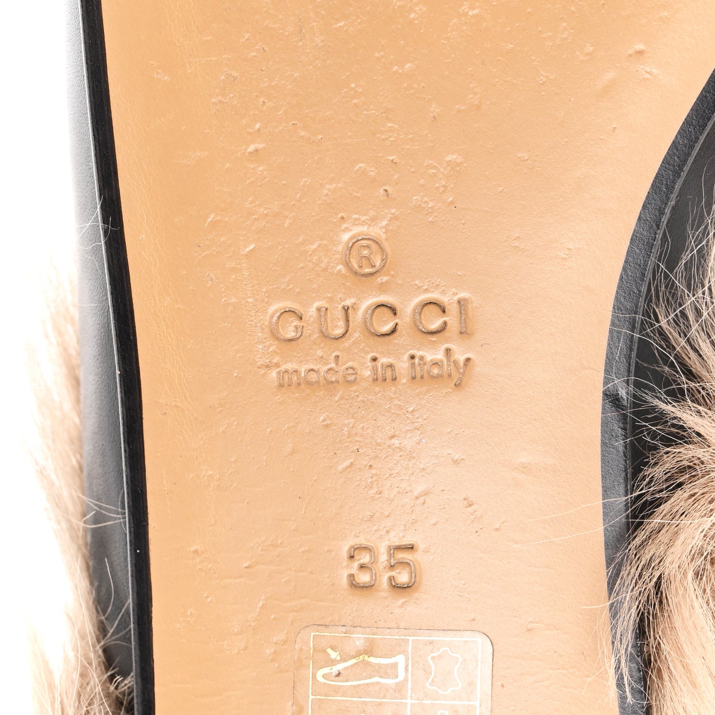 Calfskin Fur Flame Princetown Slippers 35 Black