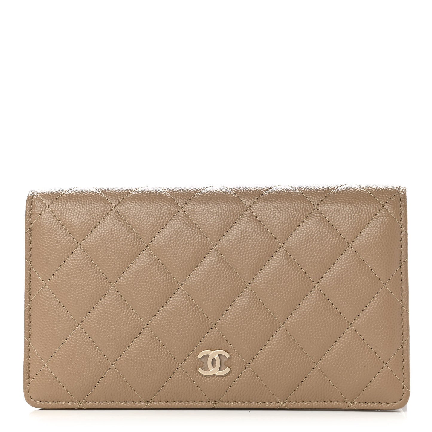 Caviar Quilted Yen Wallet Dark Beige