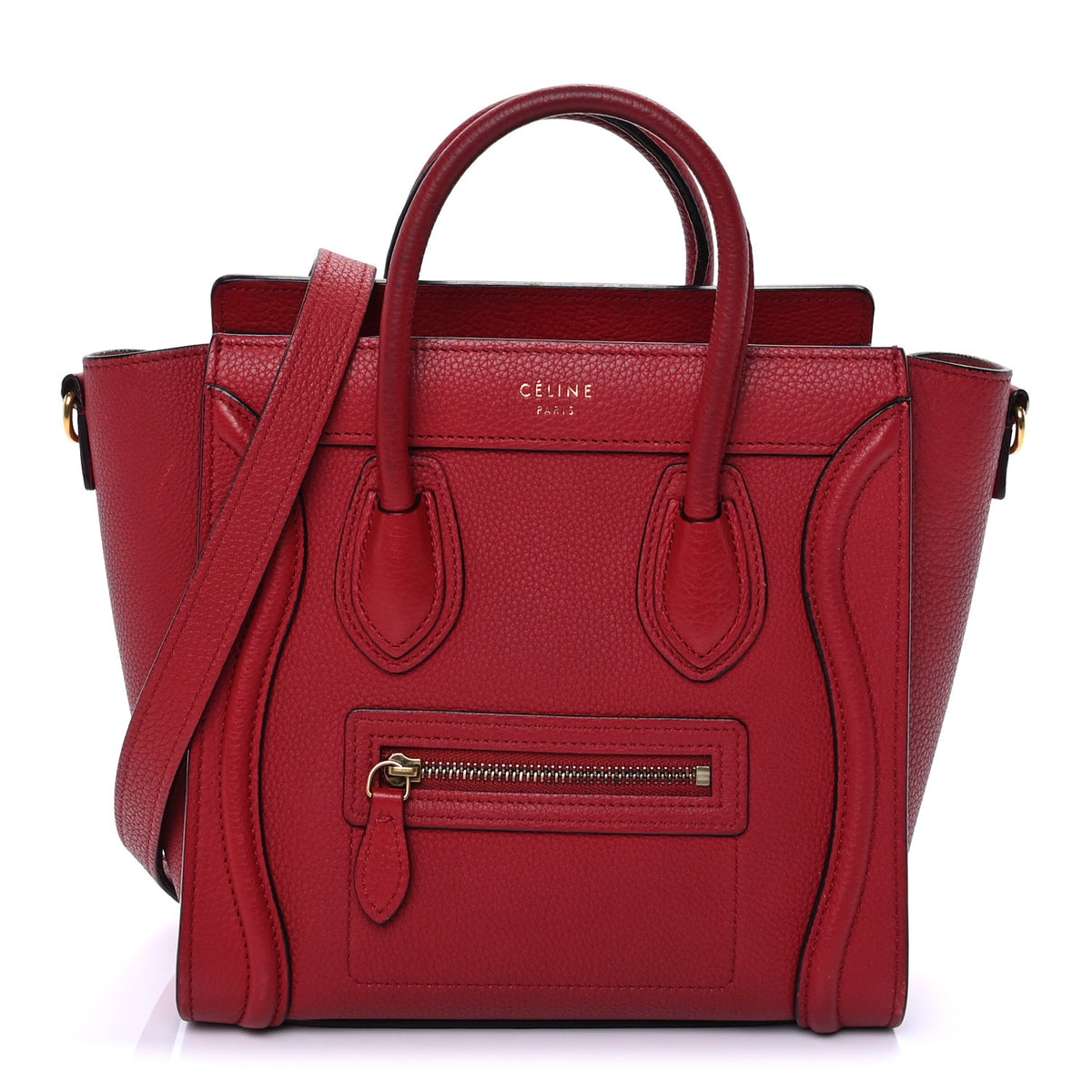 Drummed Calfskin Nano Luggage Merlot