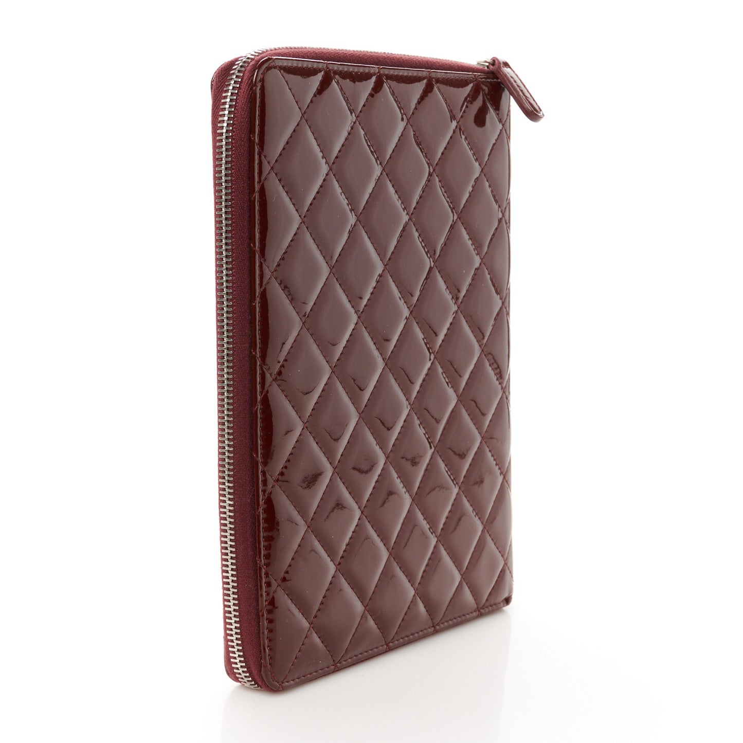 Patent Quilted Large Zip Around Agenda Red