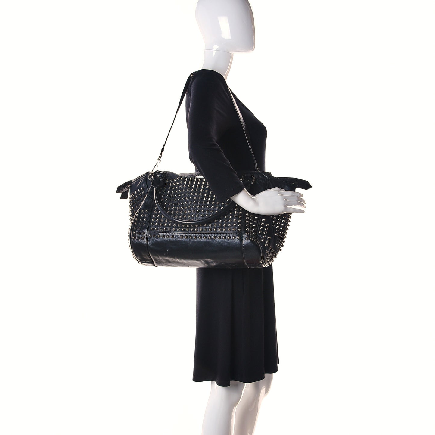 Lambskin Studded Small Edenham Satchel Black