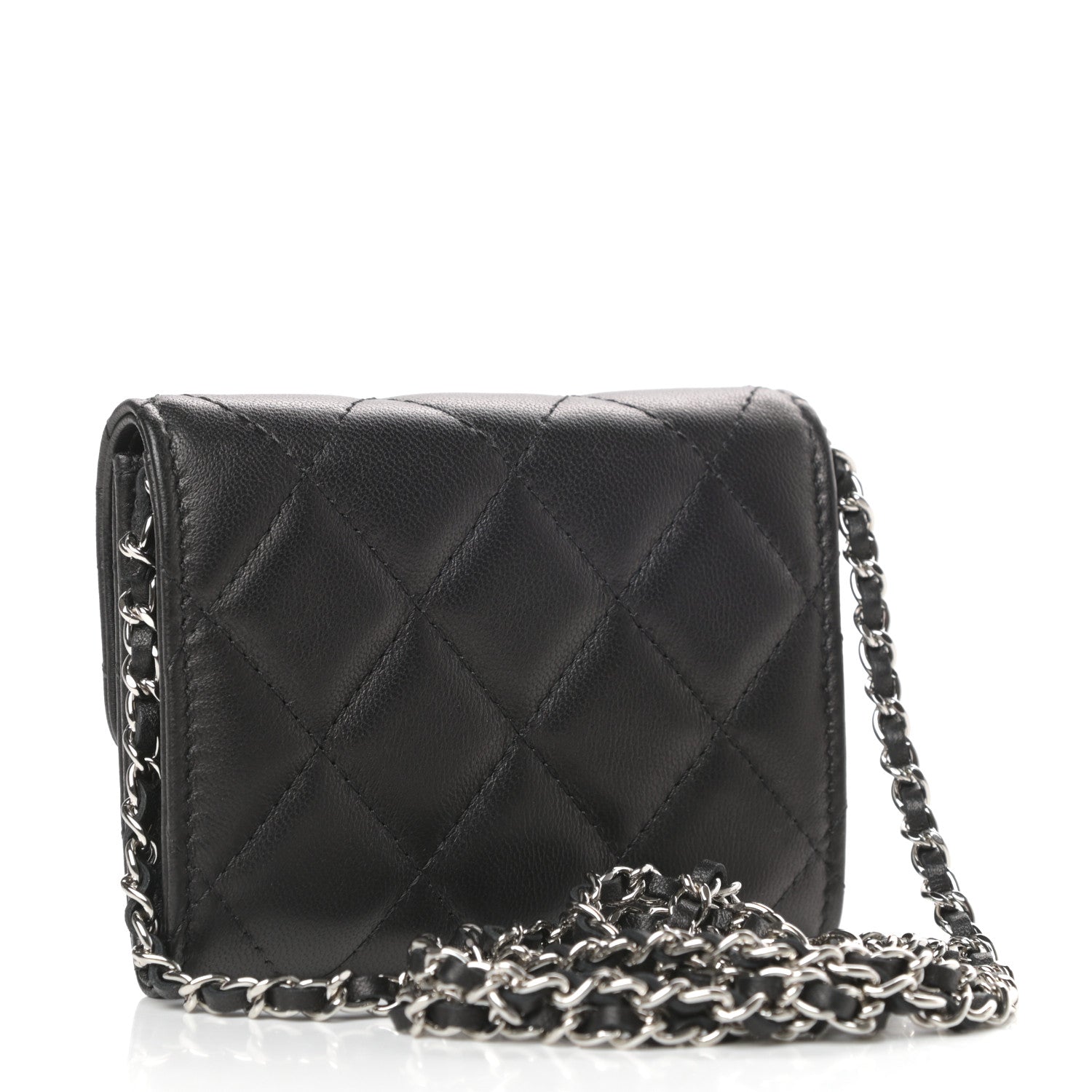 Chanel Lambskin Quilted Clutch With Chain Black 3 of 8