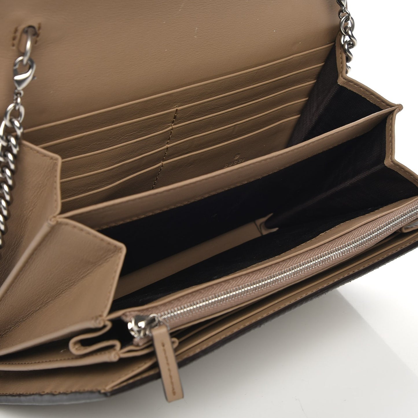 GG Supreme Monogram Mini Dionysus Chain Wallet Beige Taupe