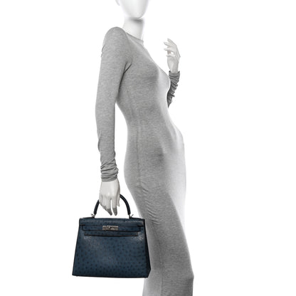 Hermes Ostrich Kelly Sellier 28 Bleu Roi 2 of 14