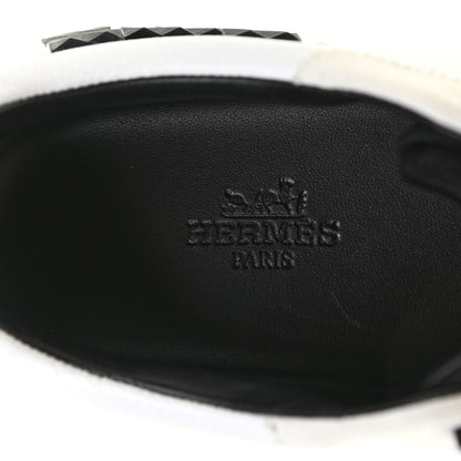 Hermes Goatskin Suede Goatskin Bouncing Sneakers 37 White Black 6 of 9