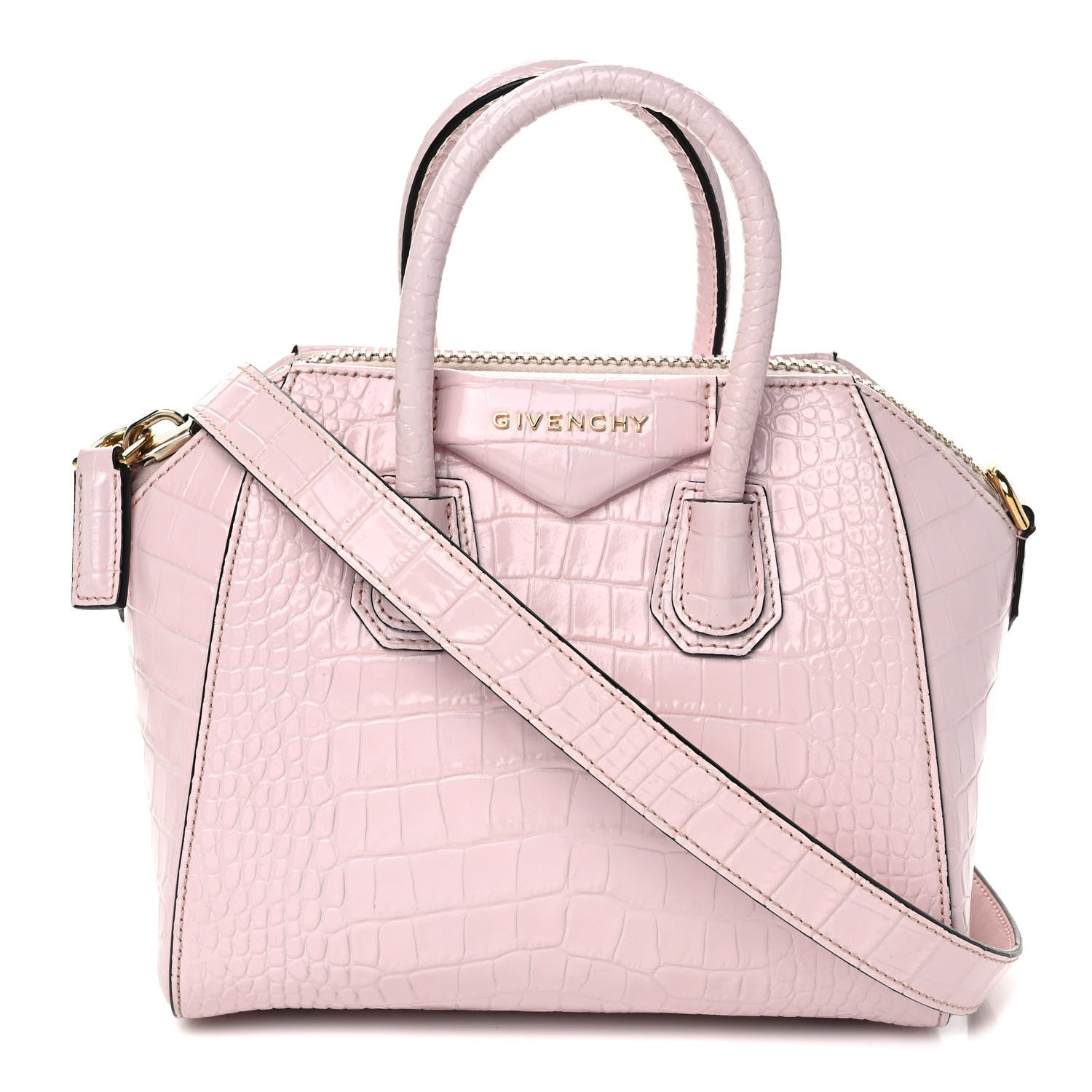 Givenchy Calfskin Crocodile Embossed Mini Antigona Pink 1 of 10