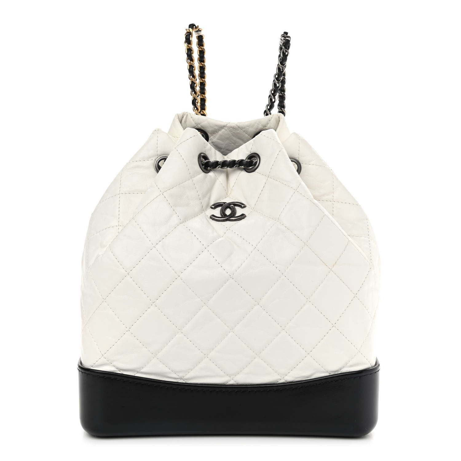 Chanel Aged Calfskin Quilted Gabrielle Backpack Black White 1 of 9
