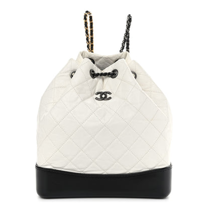 Chanel Aged Calfskin Quilted Gabrielle Backpack Black White 1 of 9