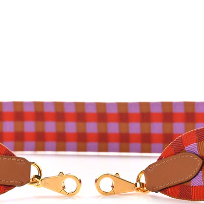 Hermes Toile Swift 50mm Maxi Quadrille Shoulder Strap Capucine Parme Rouge Duchess Gold 3 of 6
