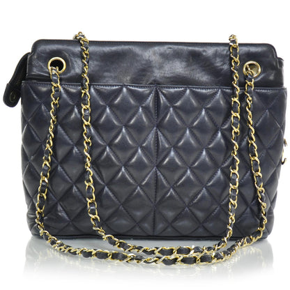 Chanel Lambskin Quilted Shoulder Bag Navy Blue 4 of 9
