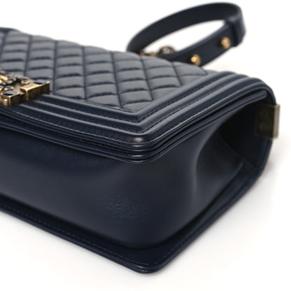 Chanel Lambskin Quilted Gripoix Medium Boy Flap Navy 10 of 10