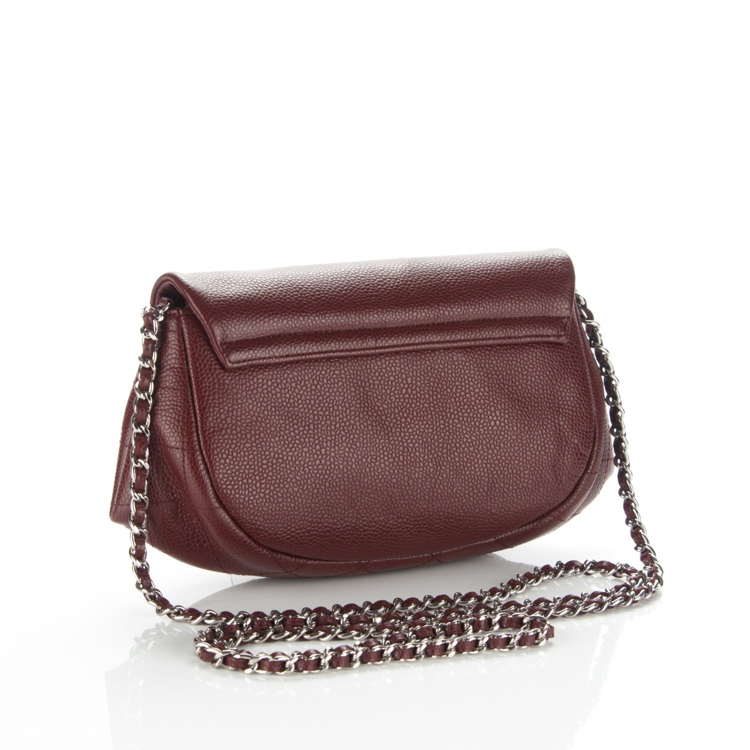 Chanel Caviar Half Moon Wallet On Chain WOC Dark Red 4 of 11