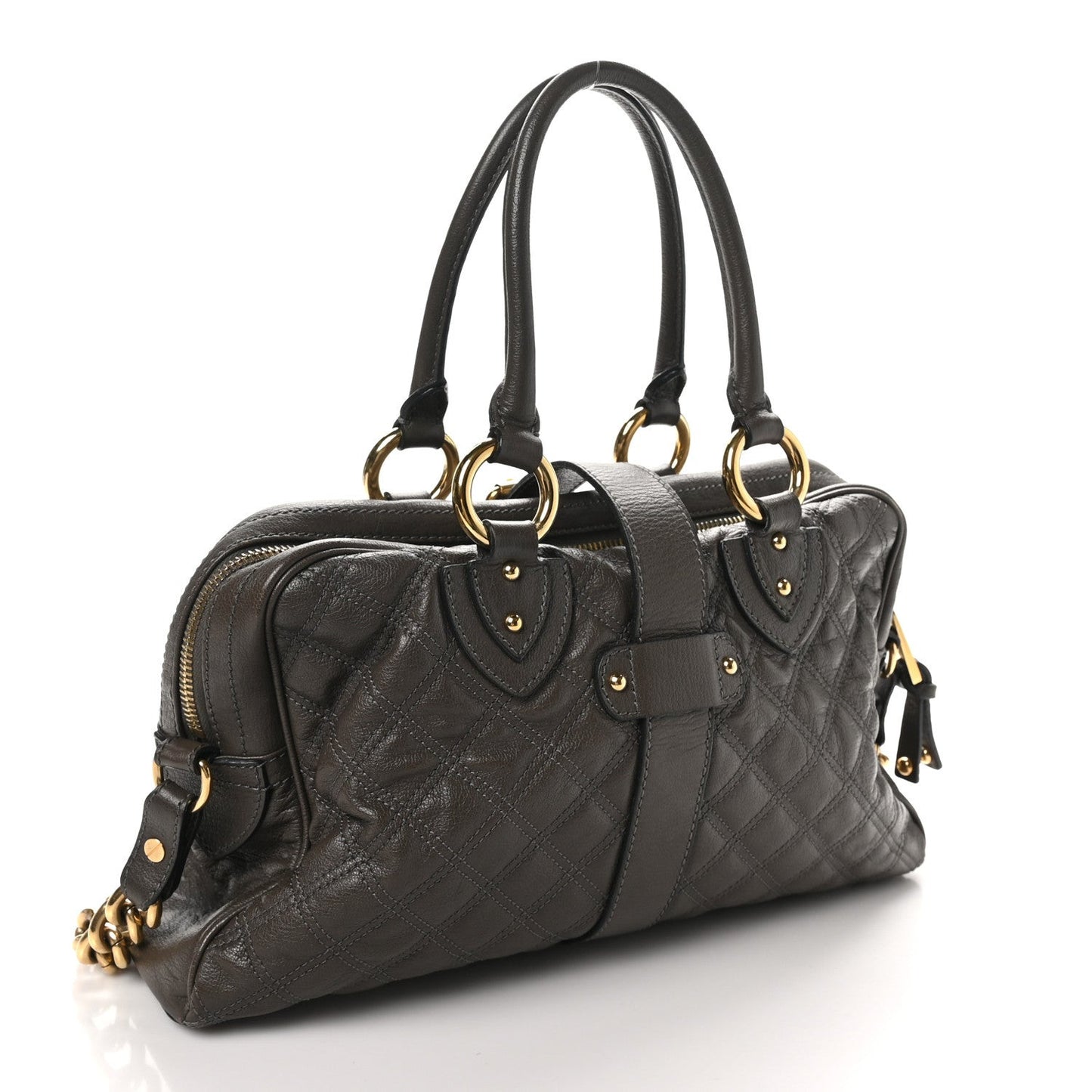 Calfskin Quilted Venetia Satchel Grey