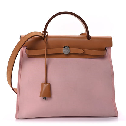 Hermes Vache Hunter Toile Herbag Zip 31 PM Rose Sakura 1 of 10