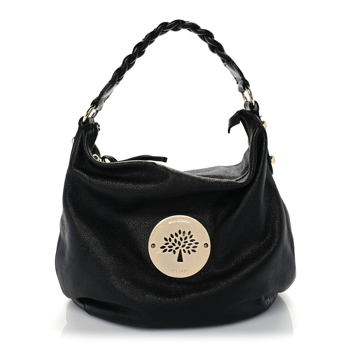 Soft Spongy Pebbled Calfskin Large Daria Hobo Black