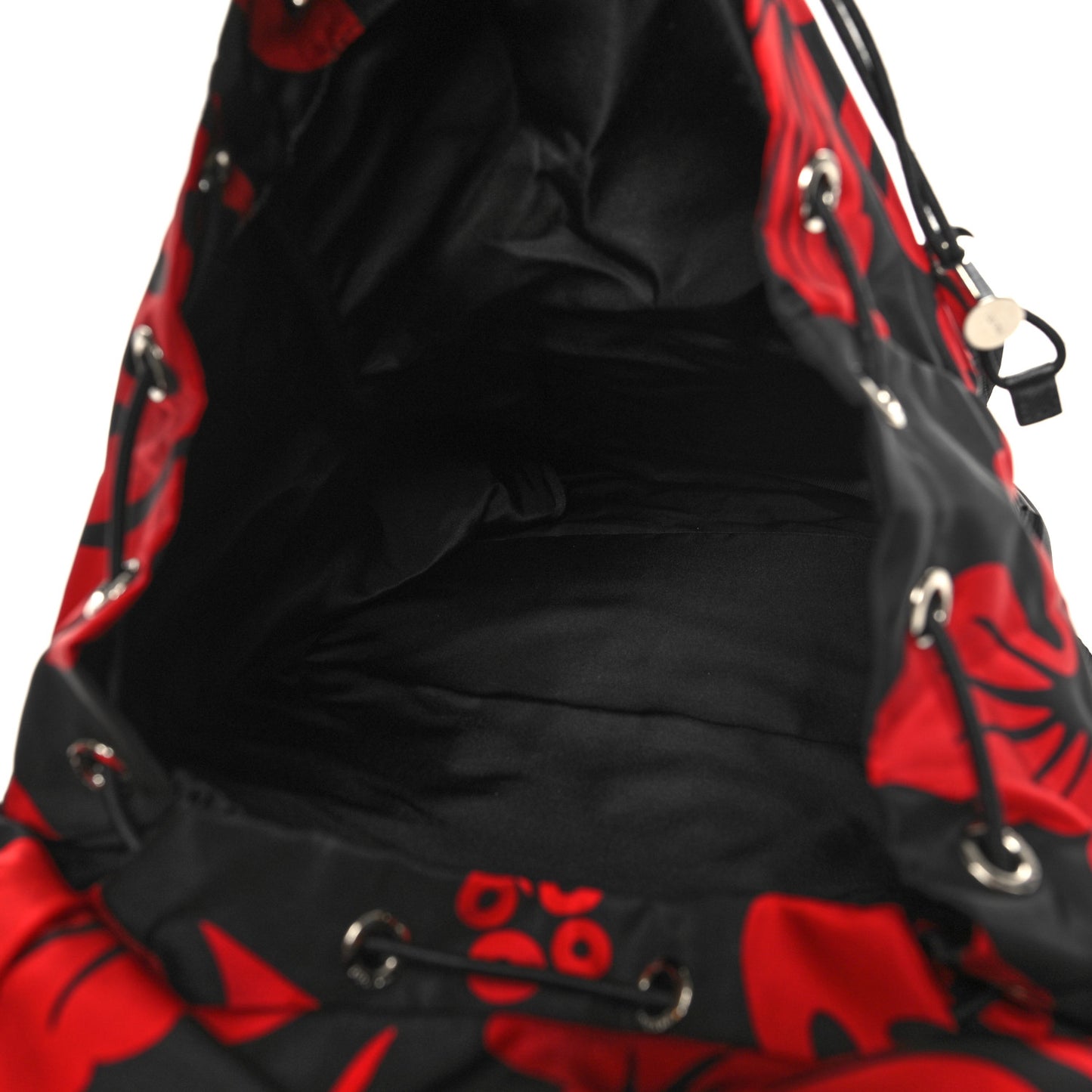 Tessuto Hibiscus Print Double Buckle Backpack Black Rosso