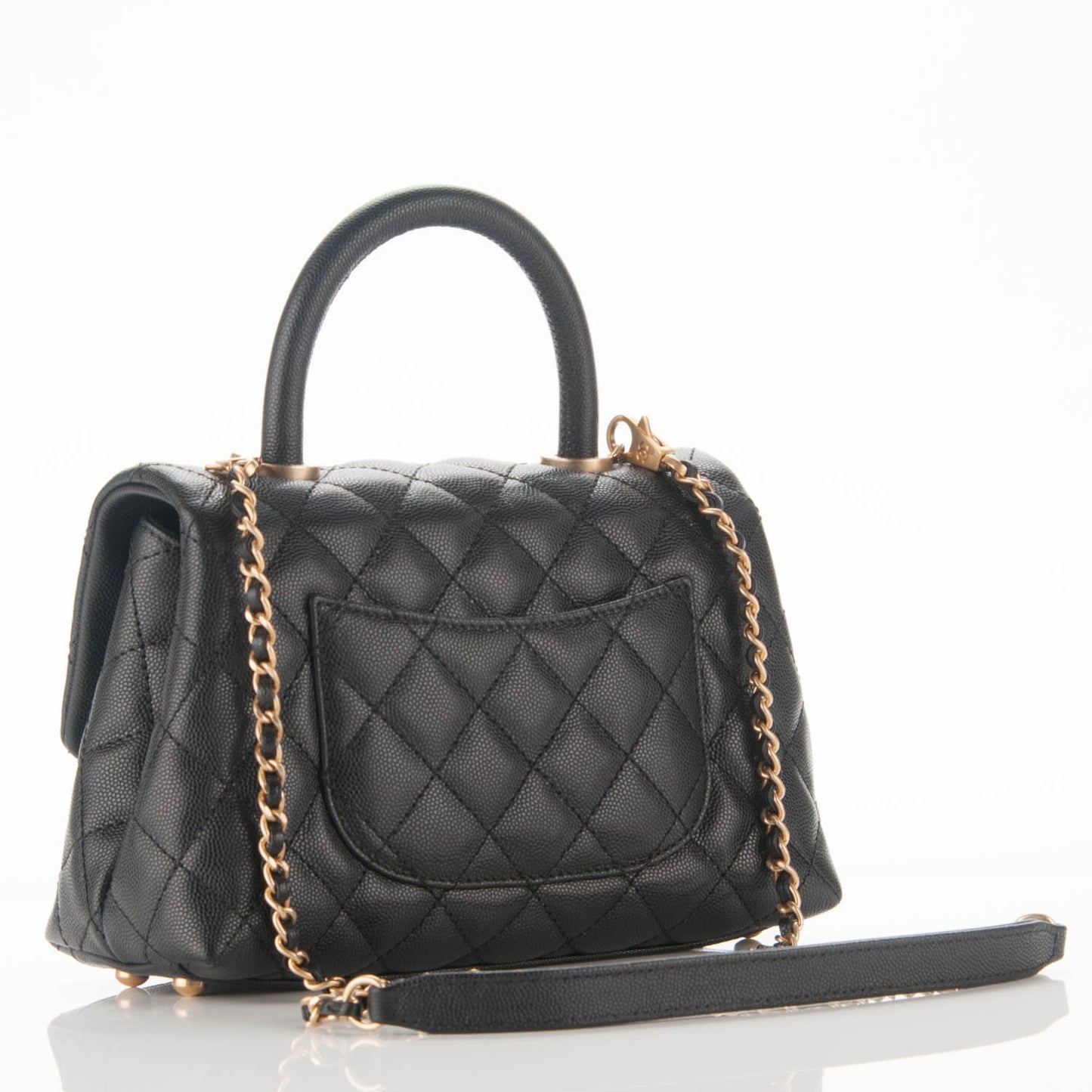 Caviar Quilted Mini Coco Handle Flap Black