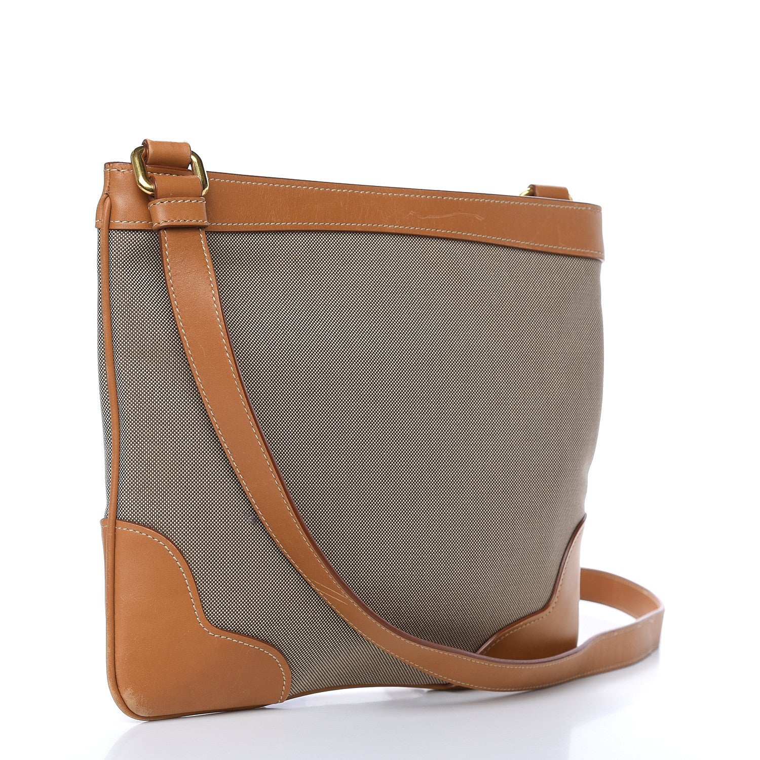 Prada Jacquard Logo Small Flat Messenger Bag Corda Cuoio 3 of 13