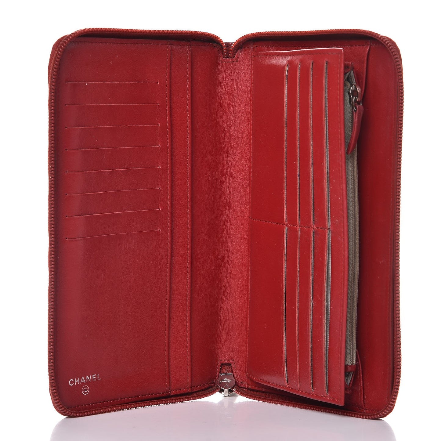 Caviar Large CC Timeless Zip Around Organizer Wallet Red