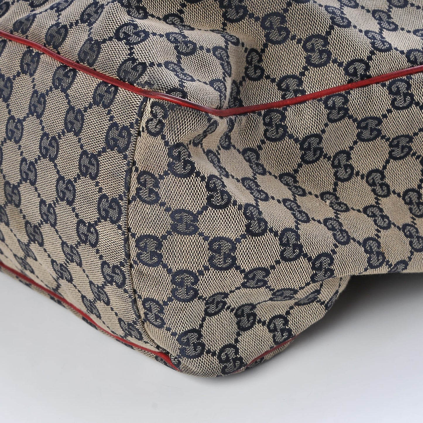 Monogram Large Positano Tote Navy Red