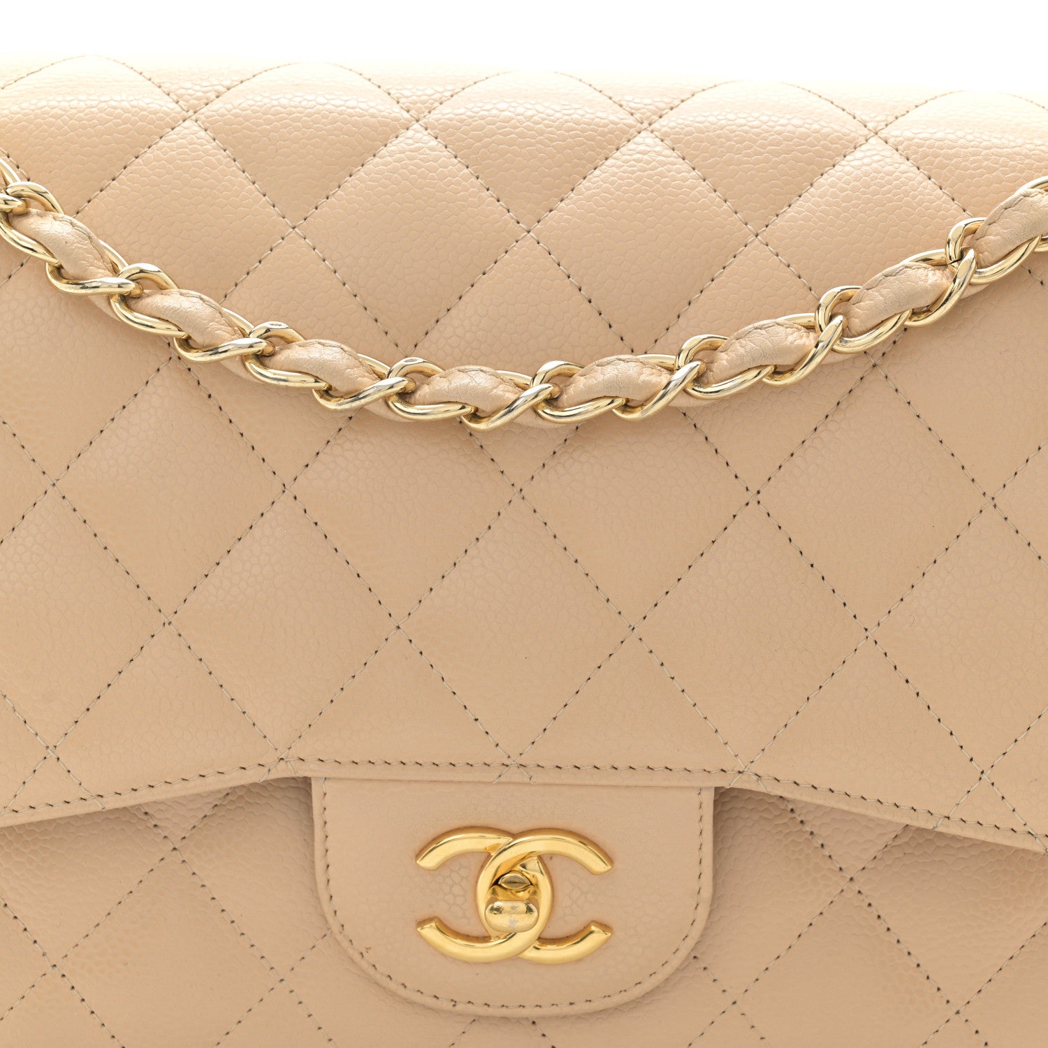 Chanel Caviar Quilted Jumbo Double Flap Beige Clair 8 of 10