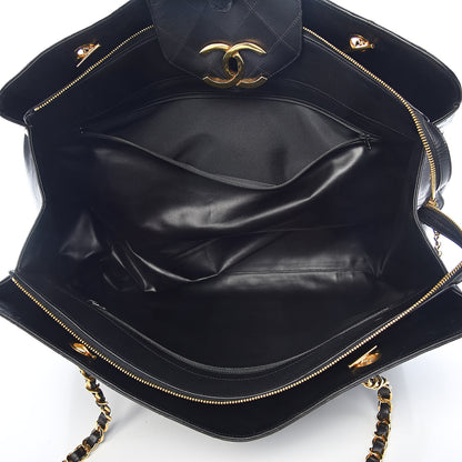 Chanel Calfskin Stitched XL Weekender Black 6 of 20
