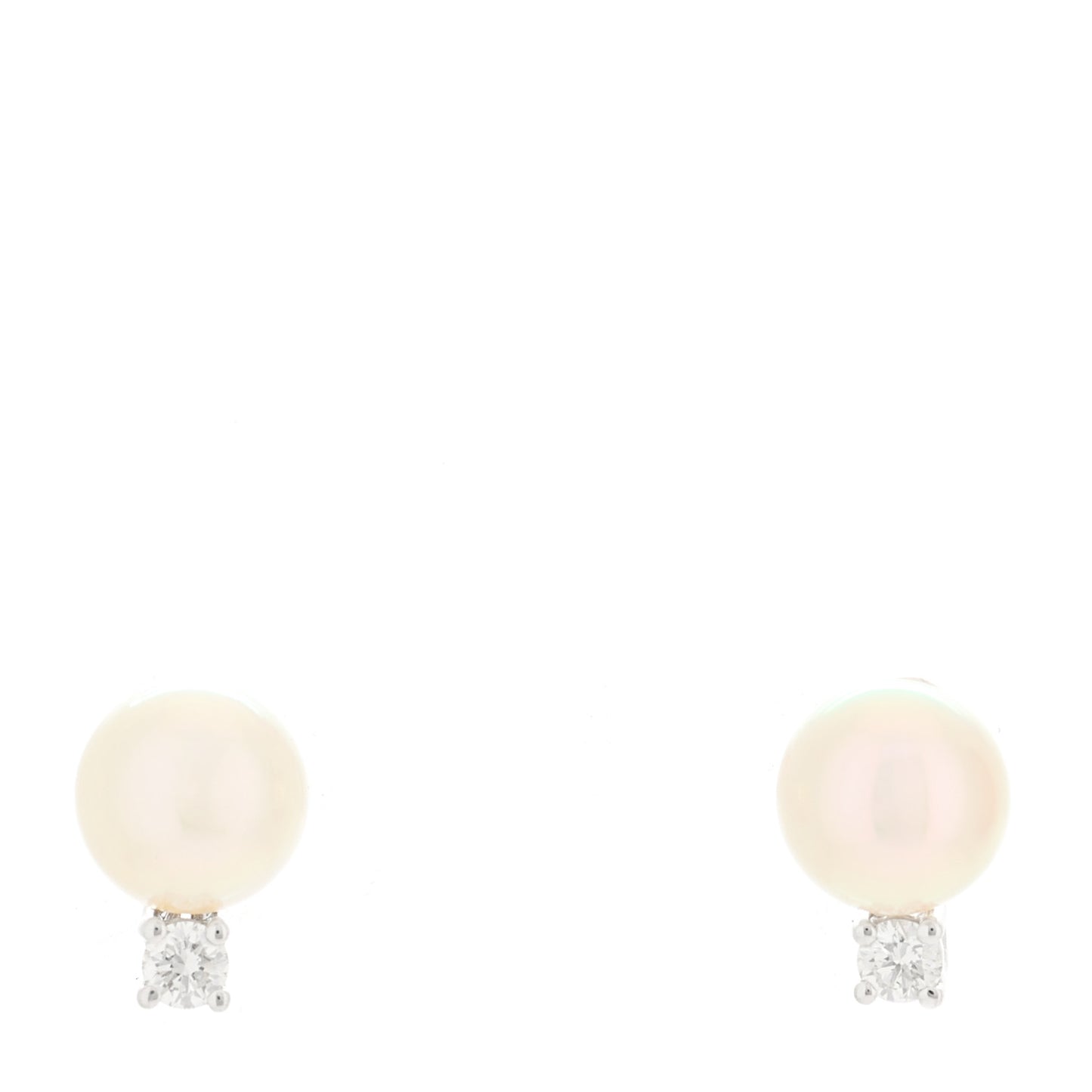 18K White Gold Diamond Akoya Pearl 6.5-7mm Signature Earrings