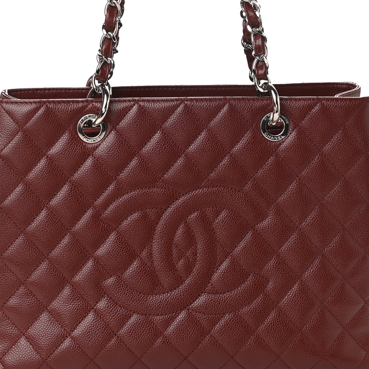 Caviar Quilted Grand Shopping Tote GST Dark Burgundy