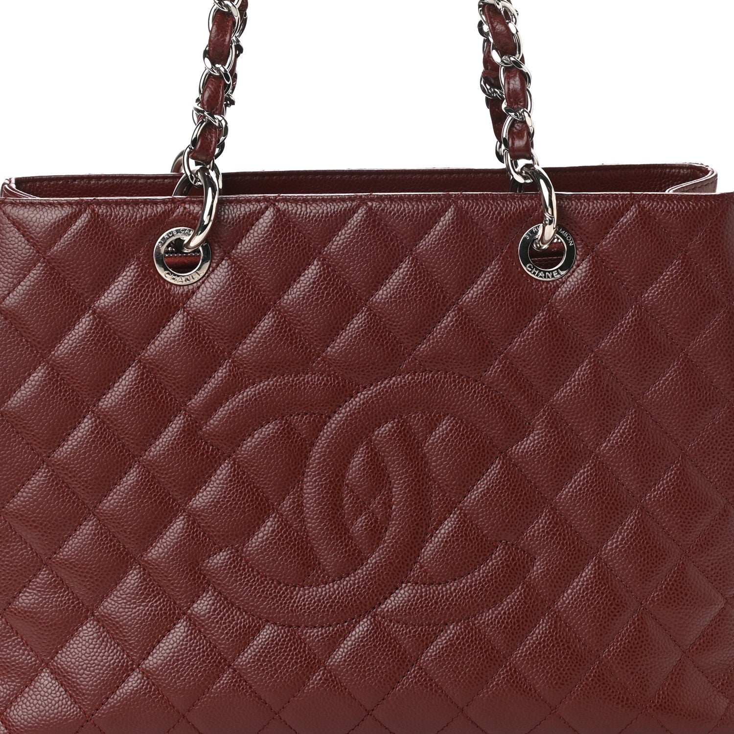 Chanel Caviar Quilted Grand Shopping Tote GST Dark Burgundy 8 of 10