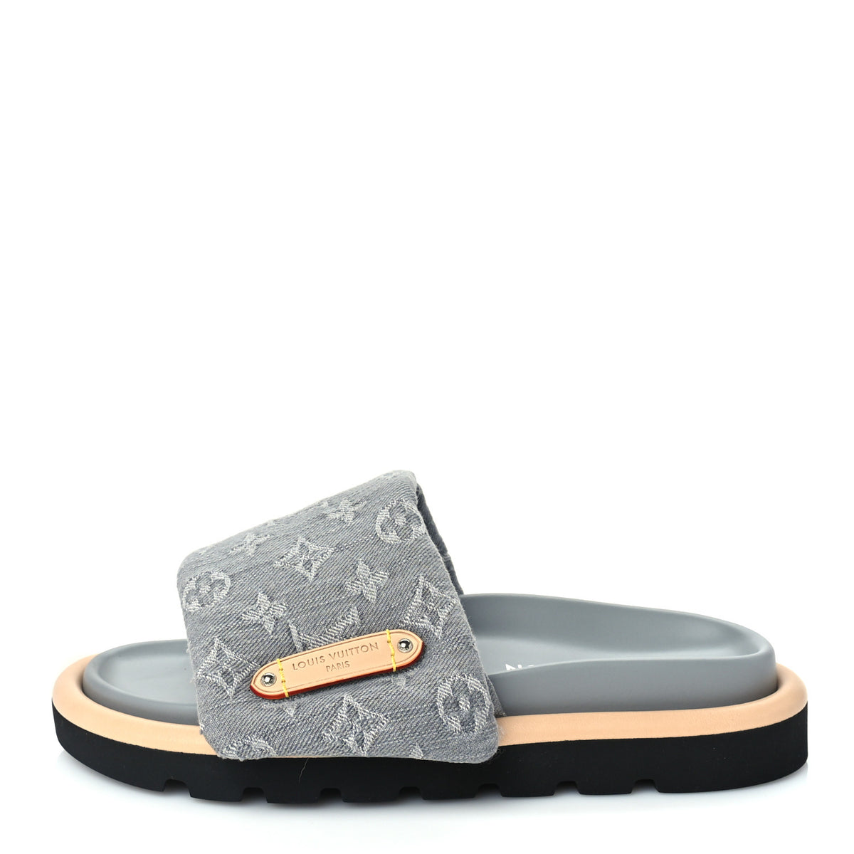 Monogram Denim Pool Pillow Flat Comfort Mules 38 Grey