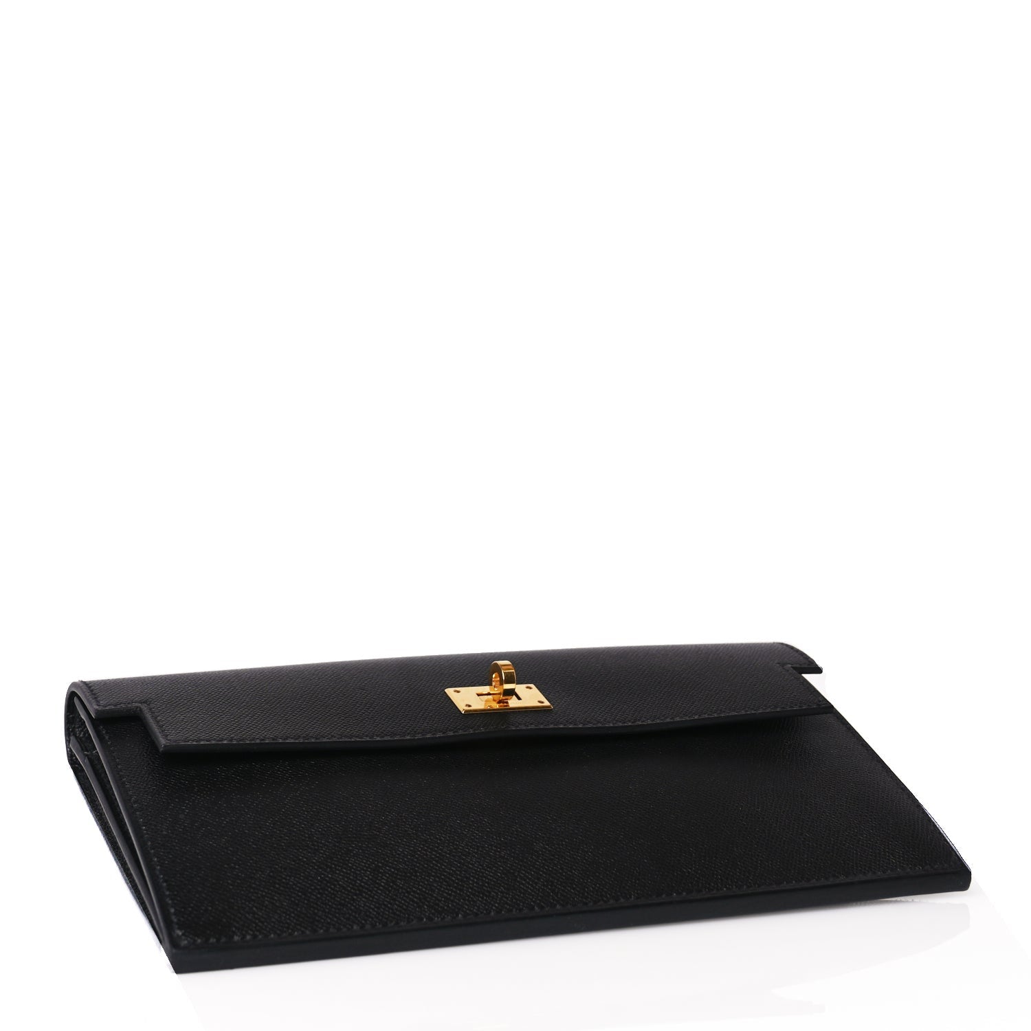Hermes Madame Calfskin Kelly Pocket Long Wallet Black 4 of 9