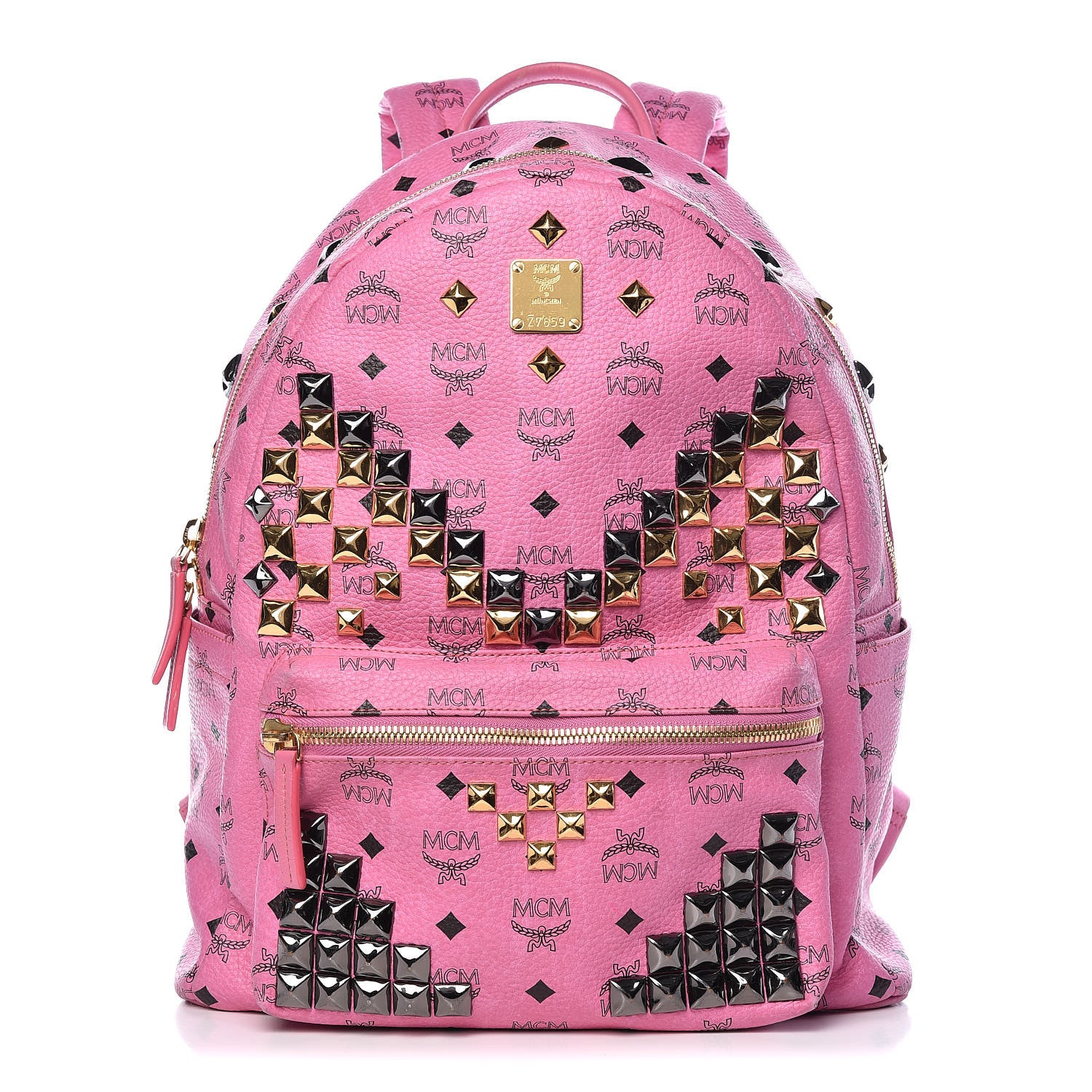 MCM Visetos Studded Medium Stark M Backpack Pink 1 of 13