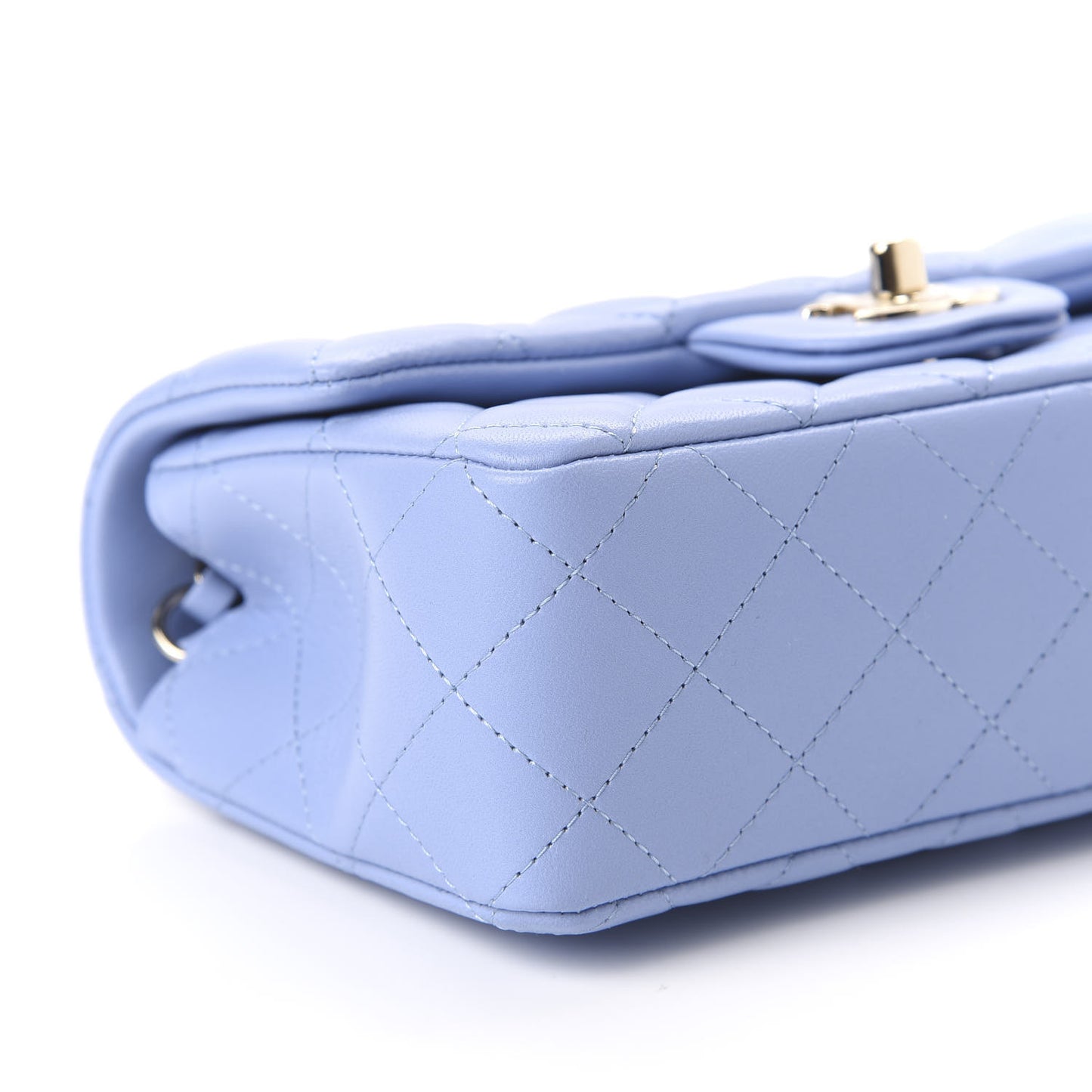 Lambskin Quilted Mini Rectangular Flap Light Blue