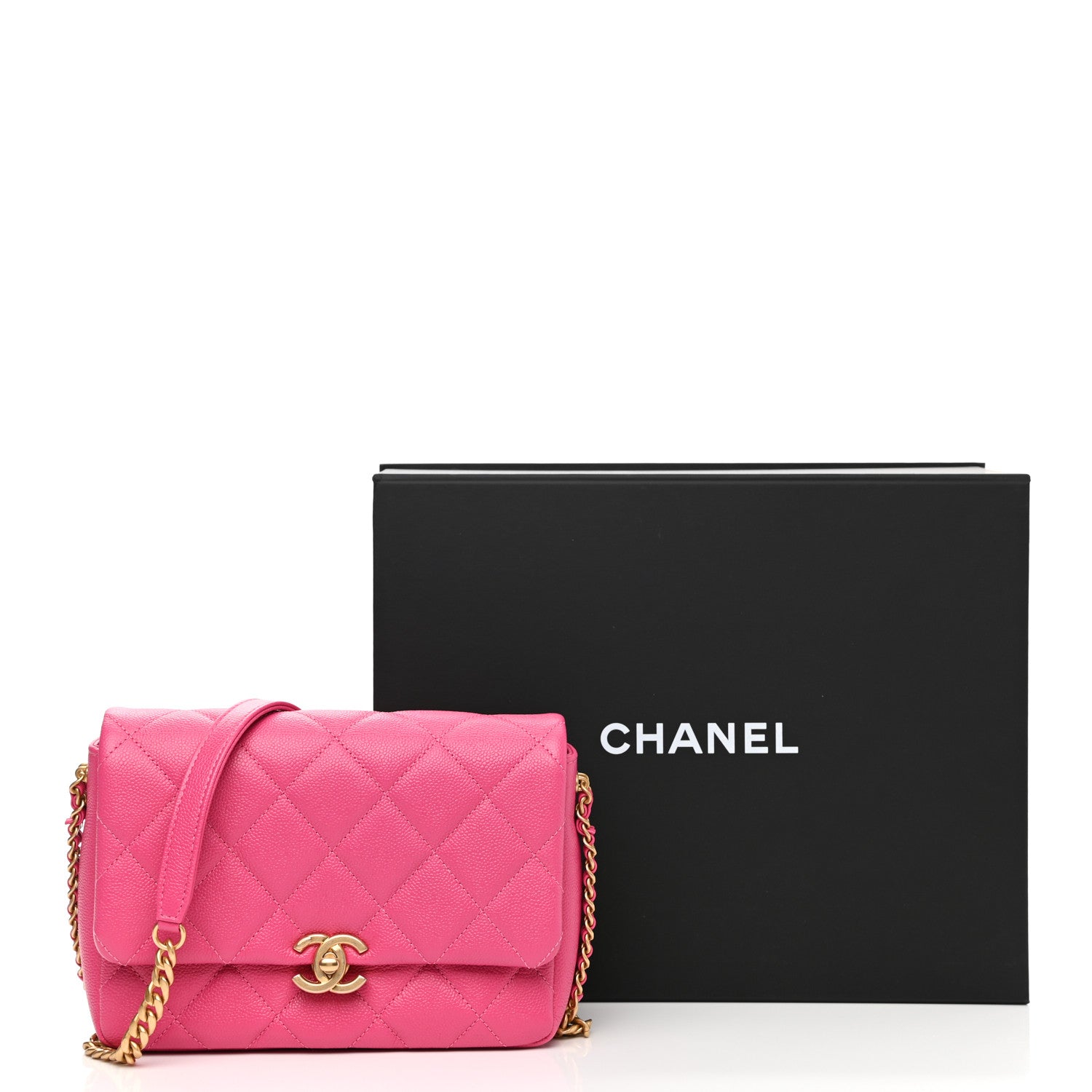Chanel Shiny Caviar Quilted Small Chain Melody Flap Dark Pink 11 of 11