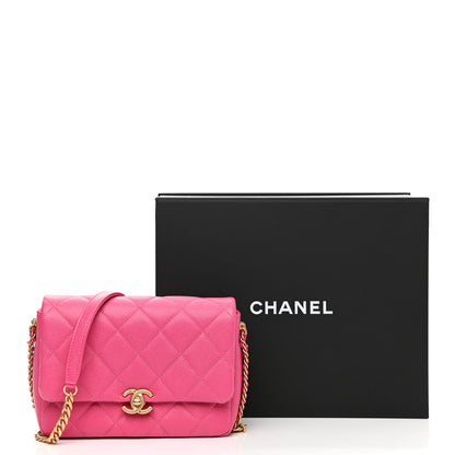Chanel Shiny Caviar Quilted Small Chain Melody Flap Dark Pink 11 of 11