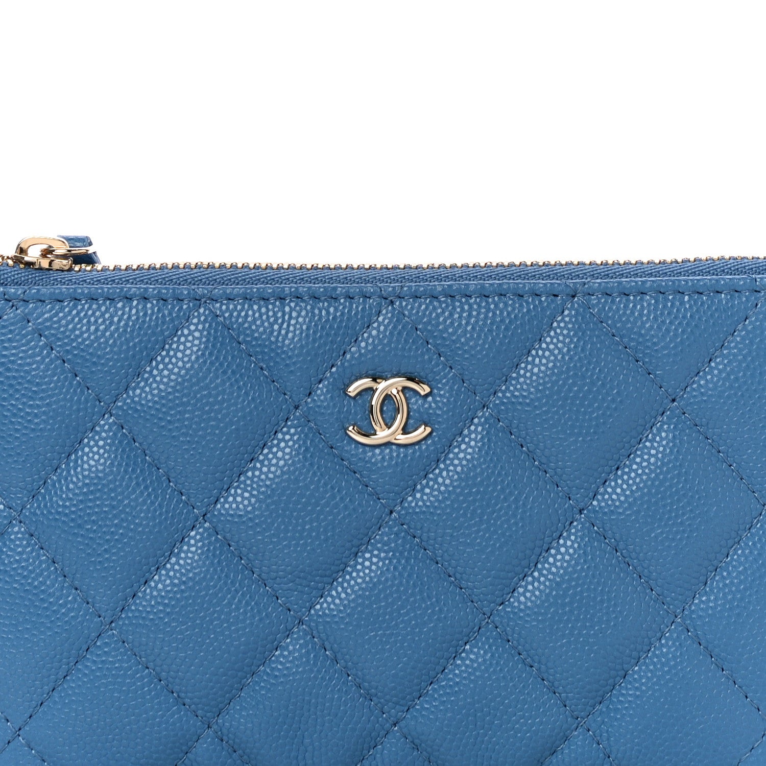 Chanel Caviar Quilted Small Cosmetic Case Blue 8 of 11