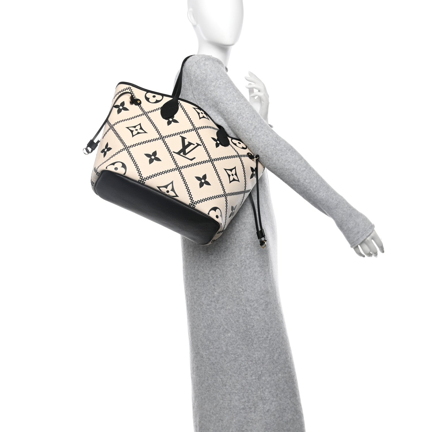 Louis Vuitton Empreinte Monogram Giant Broderies Neverfull MM Cream Black 2 of 9