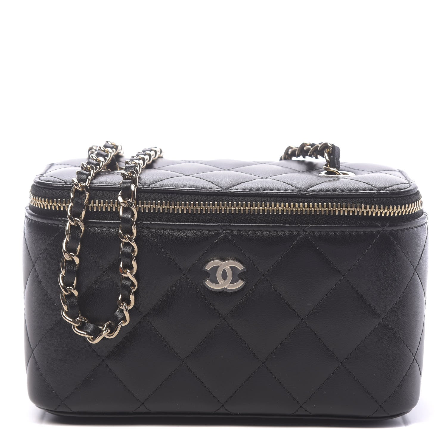 Chanel Lambskin Quilted Small Vanity Case With Chain Black 1 of 11