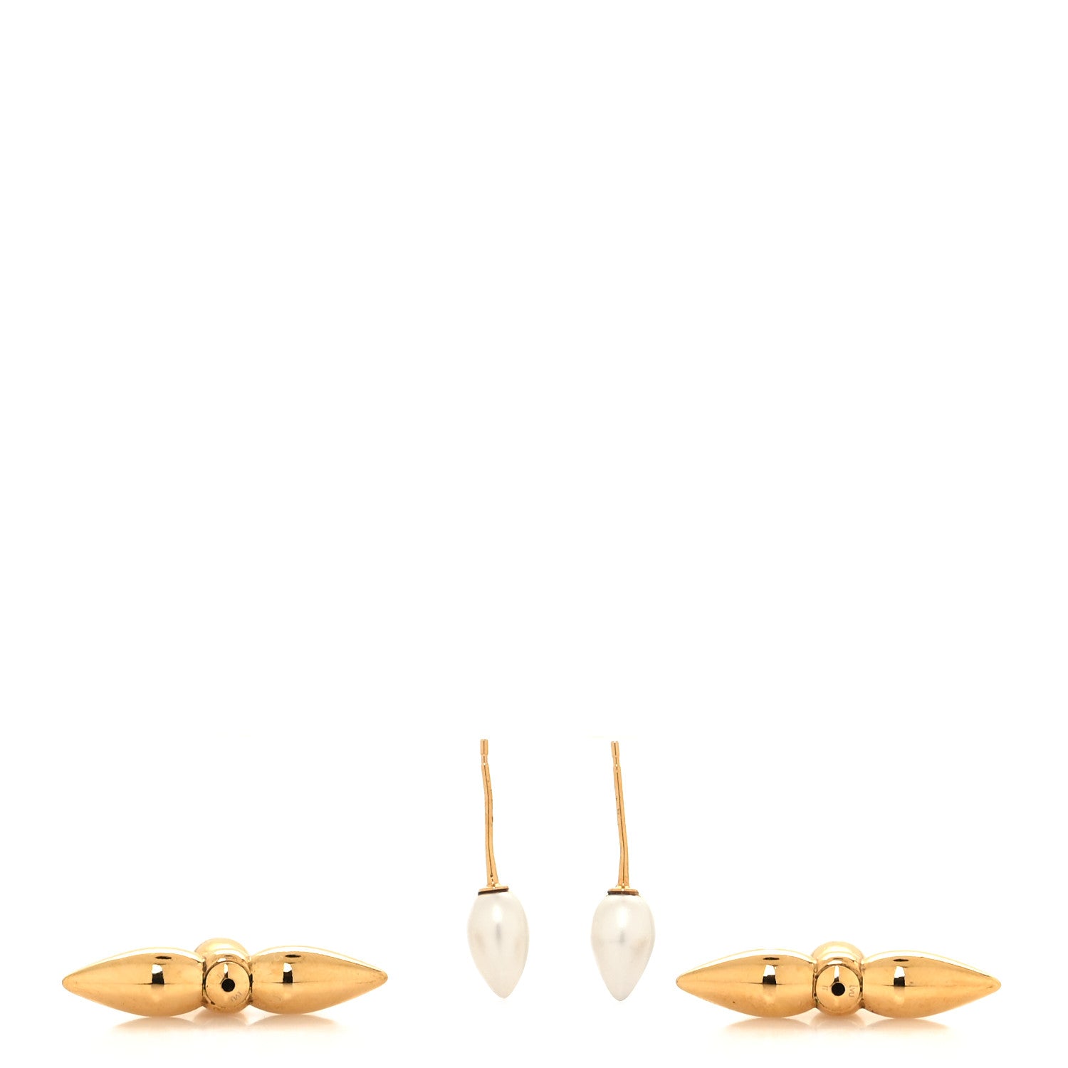 Louis Vuitton Pearl Louisette By Night Earrings Gold 3 of 4